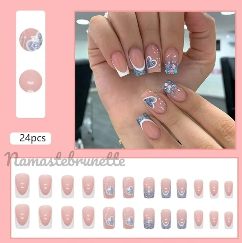 2/$16 Heart French Manicure Press On Nails